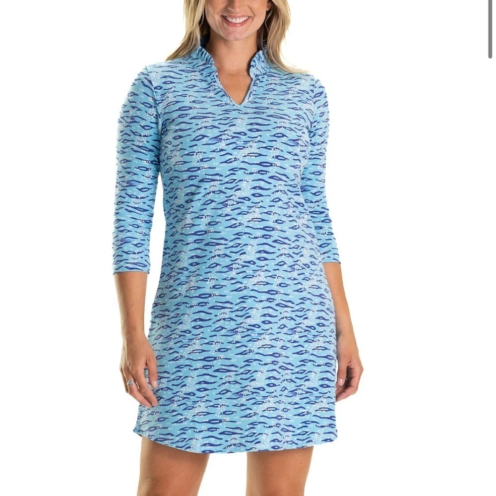 DUFFIELD LANE THE LILLIAN DRESS IN LELAND GAL SHORELINE Blue Sz XS